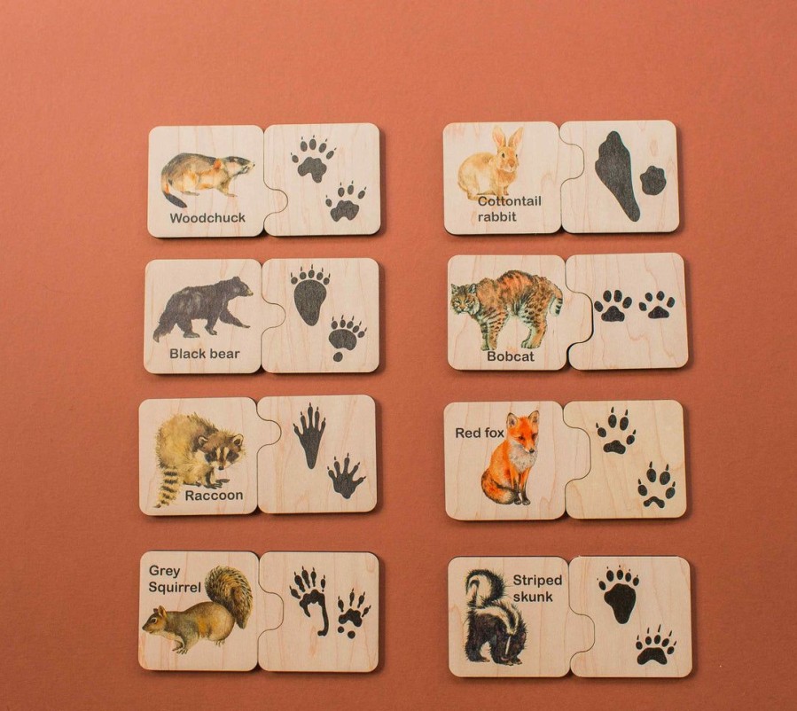 Animal Tracks Puzzle - Wooden Puzzle - Montessori - Waldorf - Stocking Stuffer - Gift For Nature Lover - Gift For Kids | Mirus Toys Best