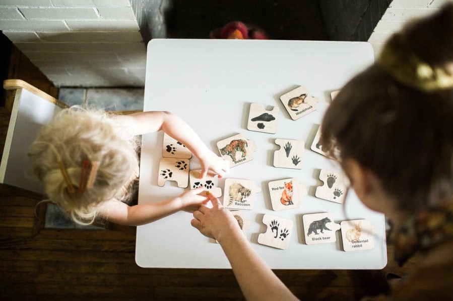 Animal Tracks Puzzle - Wooden Puzzle - Montessori - Waldorf - Stocking Stuffer - Gift For Nature Lover - Gift For Kids | Mirus Toys Best