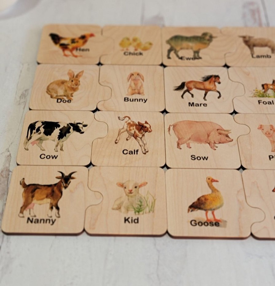 Wooden Puzzle, Farm Mother And Baby | Mirus Toys New