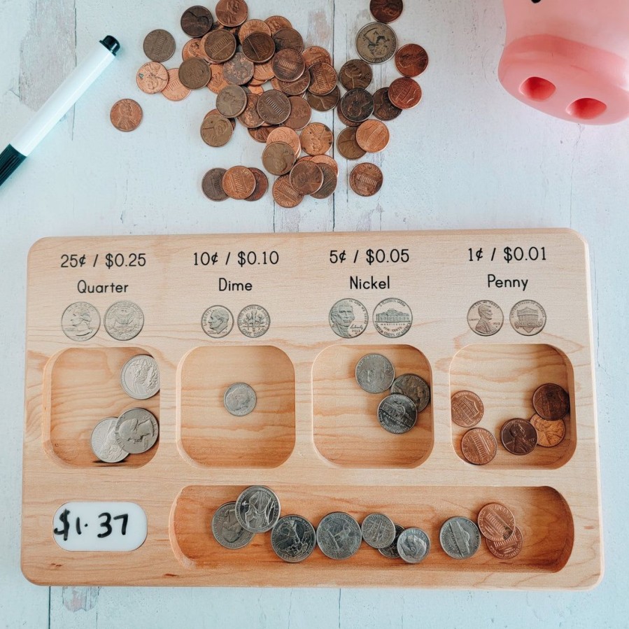 Seconds/Imperfect Coin Manipulation Board - Money Sorting Board - Money Activity Board | Mirus Toys Best