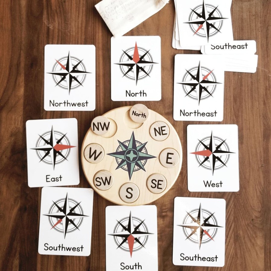 Compass Rose Puzzle - Cardinal Directions Montessori Activity | Mirus Toys Hot