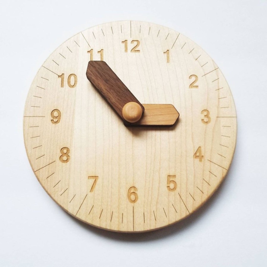 Seconds/Imperfect Wooden Toy Clock With Minute And Hour | Mirus Toys Online