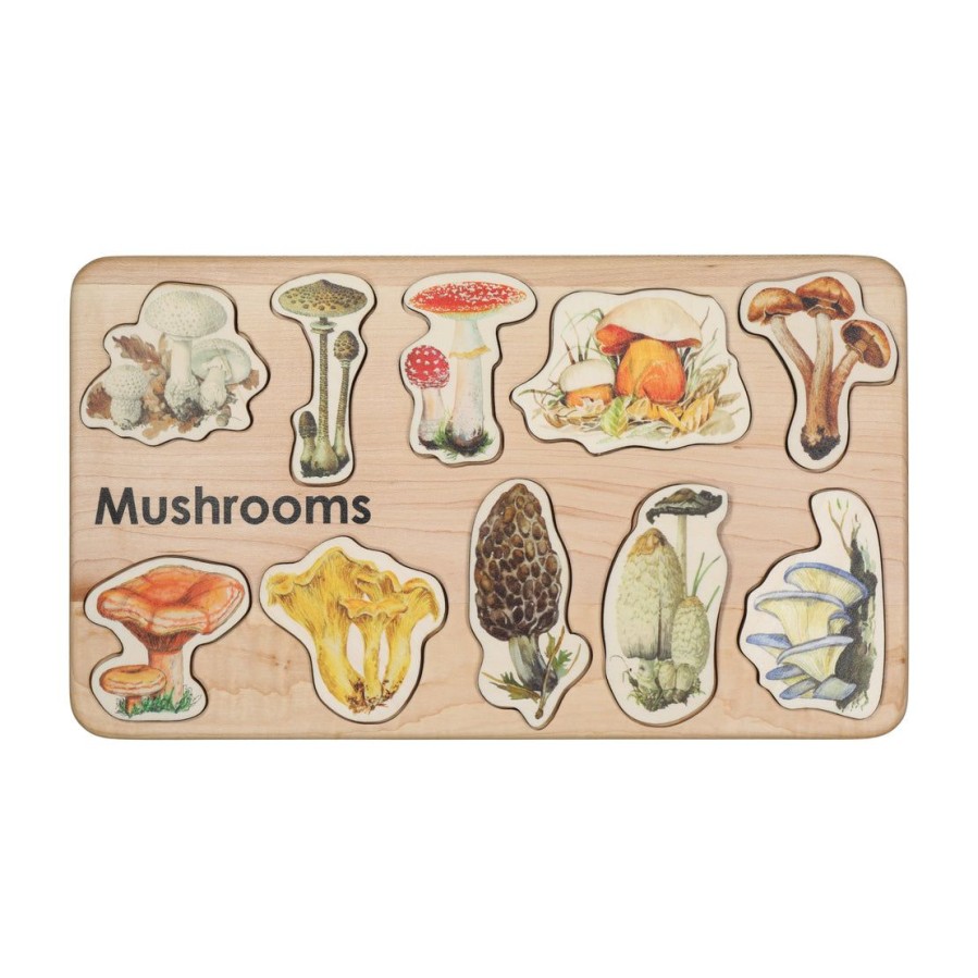 Mushroom Wooden Puzzle For Homeschooling Lessons | Mirus Toys Clearance