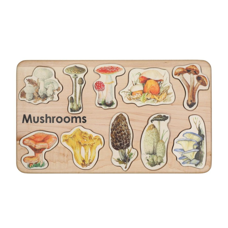 Mirus Toys Mushroom Wooden Puzzle For Homeschooling Lessons | Science & Nature