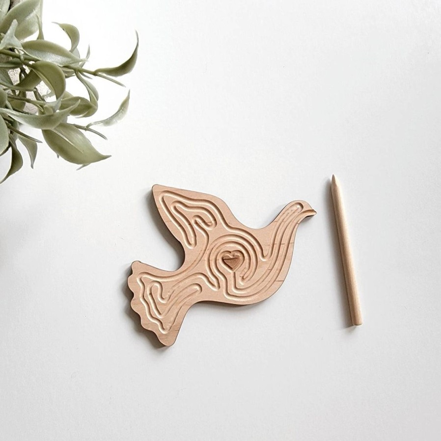 Peace Dove Pocket Labyrinth - Hardwood Maple Breathing Tool | Mirus Toys New