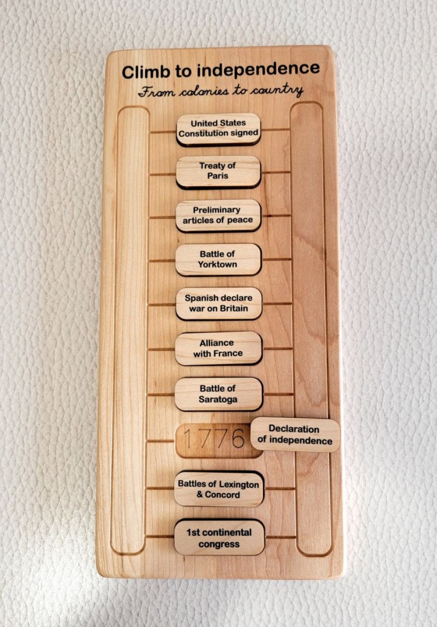 Climb To Independence: Premium Maple Wooden Puzzle Showcasing America'S 10 Pivotal Events | Mirus Toys New