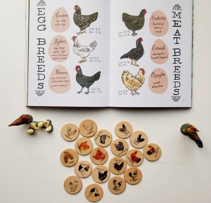 Mirus Toys Wooden Memory Game - Chicken Breed Hen Rooster Match | Science & Nature