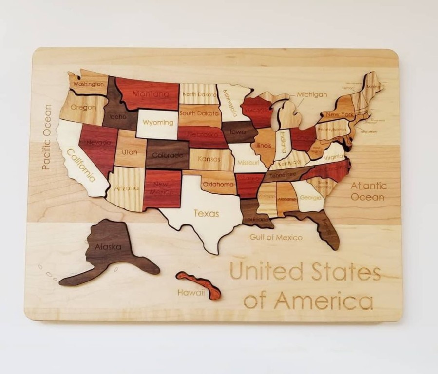 Mirus Toys Wooden Map Puzzle - United States Map - Continent Maps - Country Map - Wooden Puzzle - Montessori Continent Maps - Waldorf | History & Geography