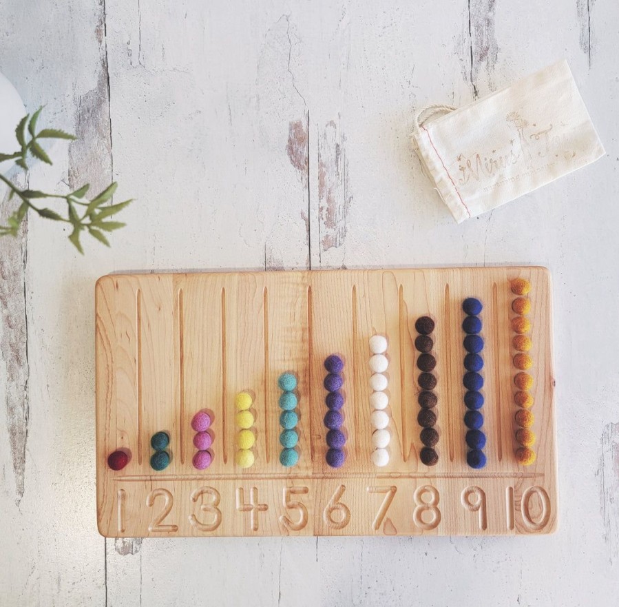 Montessori Number Counting Board - Number Tracing Board - Montessori Counting Board - Ten Board | Mirus Toys Clearance