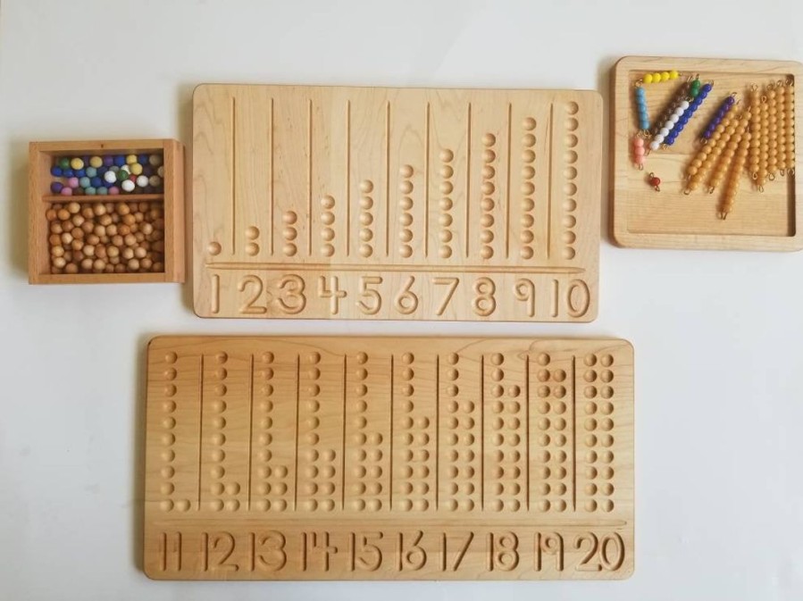 Montessori Number Counting Board - Number Tracing Board - Montessori Counting Board - Ten Board | Mirus Toys Clearance