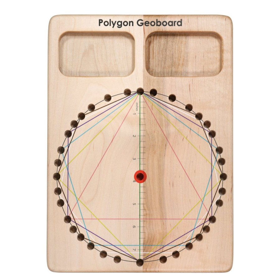 Mirus Toys Double Sided Polygon Geoboard - Montessori Geometry Board - Plane Geo Board - | Mathematics