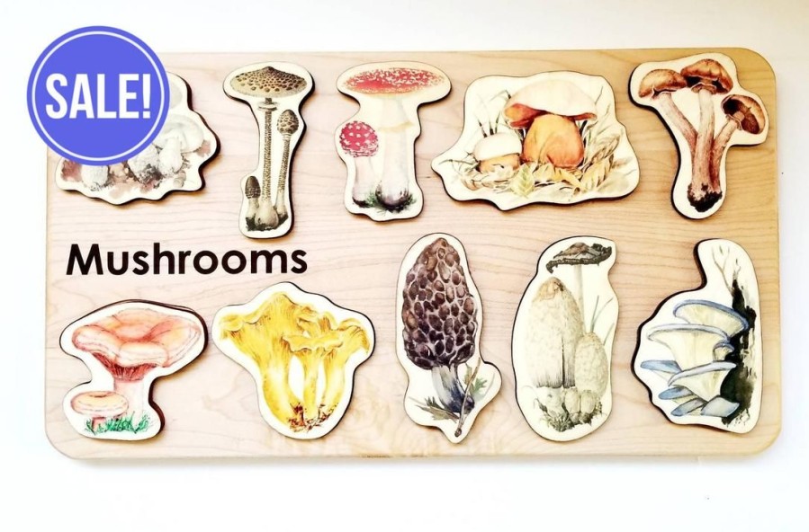 Seconds/Imperfect Mushroom Wooden Puzzle For Homeschooling Lessons | Mirus Toys Best