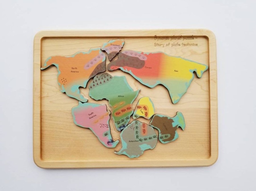 Plate Tectonics Puzzle - Pangaea Puzzle - Pangea - Continental Drift - Montessori Toys - Geography Gift - Stem Toys - Wooden Toys - Teacher | Mirus Toys Online