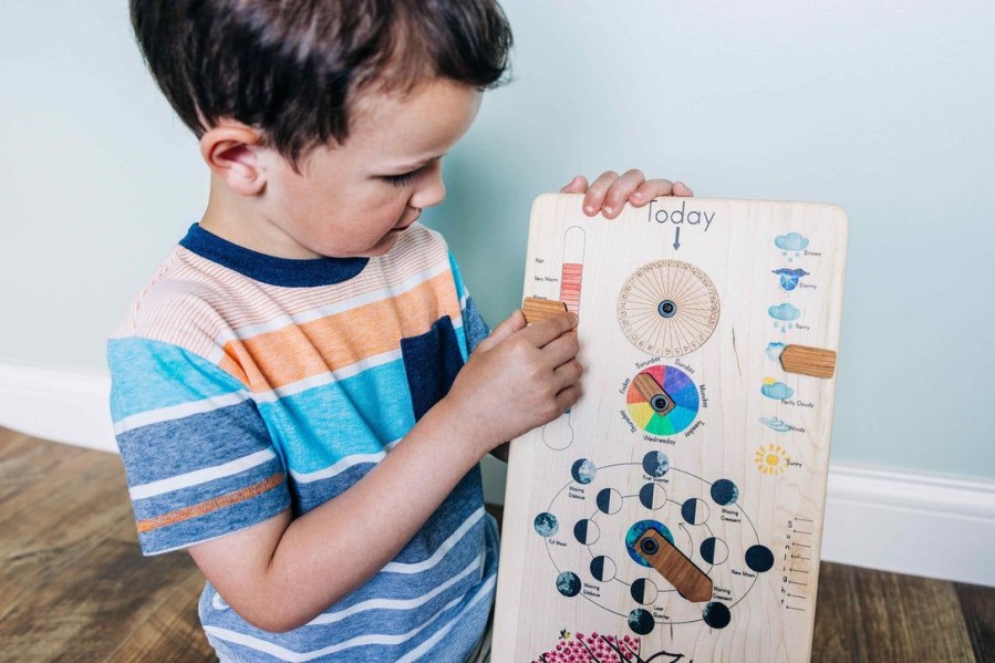 Wooden Perpetual Calendar With Seasons, Moon Phases, Months, Days And Weather | Mirus Toys Best