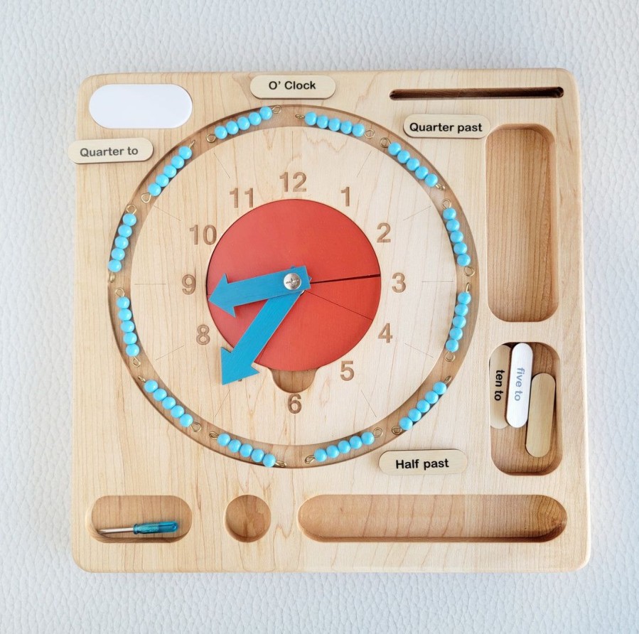 Interactive Montessori Teaching Clock - Master Time, Fractions & Skip Counting For Kids - Montessori Learning Clock | Mirus Toys New